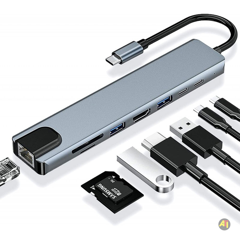 Wewoo - HUB USB-C / Type-C vers USB 3.0 x 3 + USB-C / Type-C + HDMI + RJ45  + Lecteur de carte SD / TF Adaptateur HUB multifonction - Hub - Rue du  Commerce