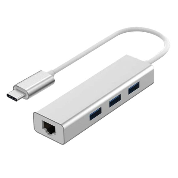 Adaptateur USB-C Vers Ethernet RJ45 Gigabit Avec Hub USB 3.0